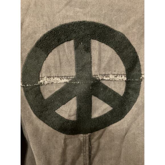 Vintage Havana Studded Peace Sign Twill Black Oversized Shacket, S - Picture 10 of 11